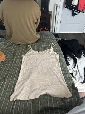 Women's Lace-Trim Beige Camisole Tank Top